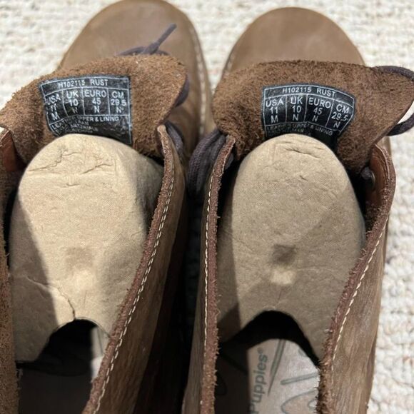 EUC Hush Puppies Brown Leather Chukka Lace-up Boots Size Men's 11 - Picture 6 of 9